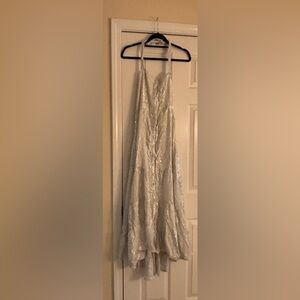 Silver Sequin A-Line HalterSundress